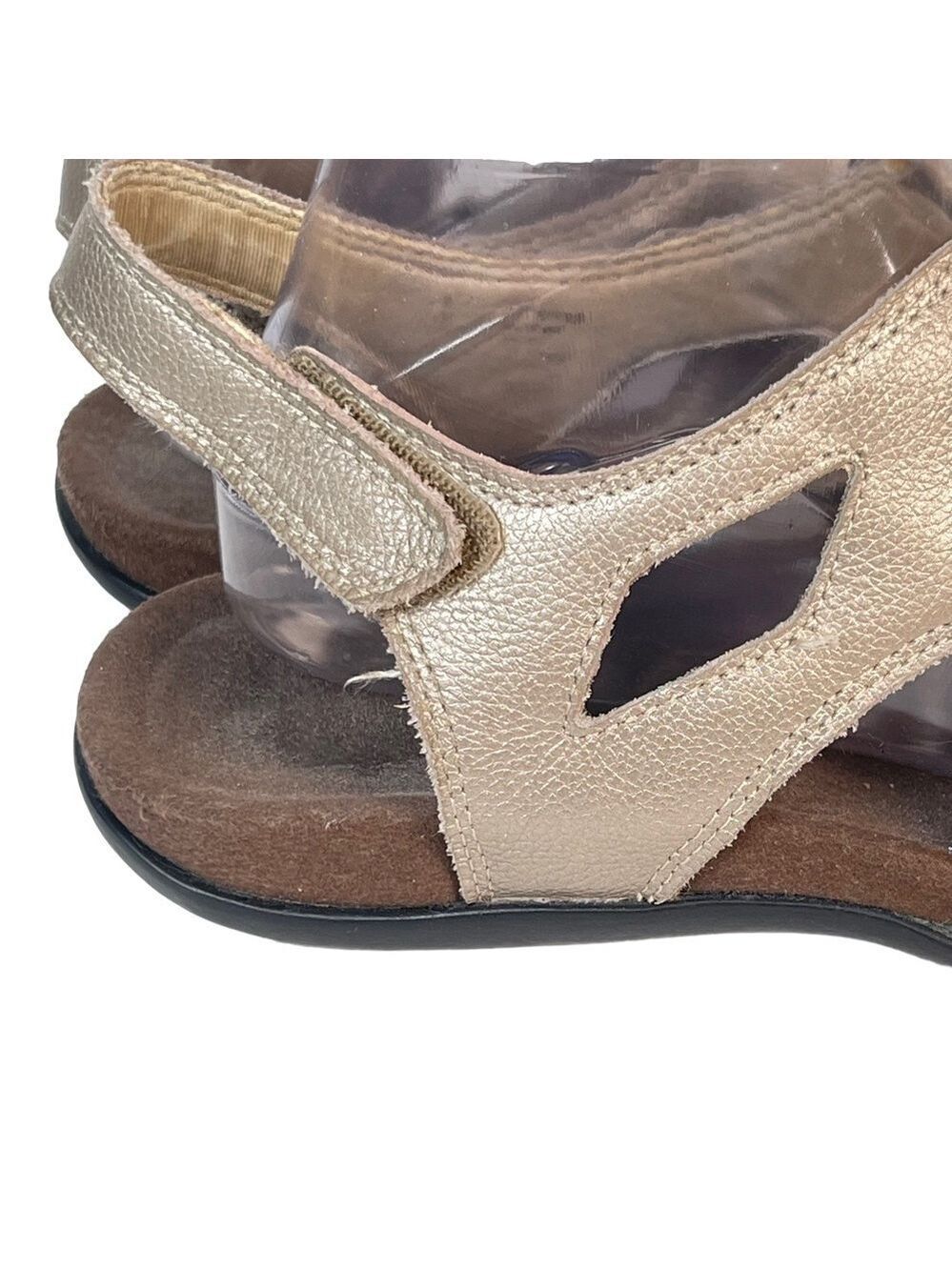 ABEO Gold Metallic Gladiator Sandals Bio System Hook Loop Comfort Women 9.5 - Picture 3 of 16